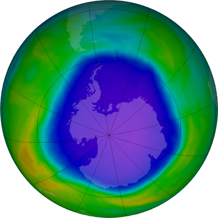 Antarctic ozone map for 19 October 2015